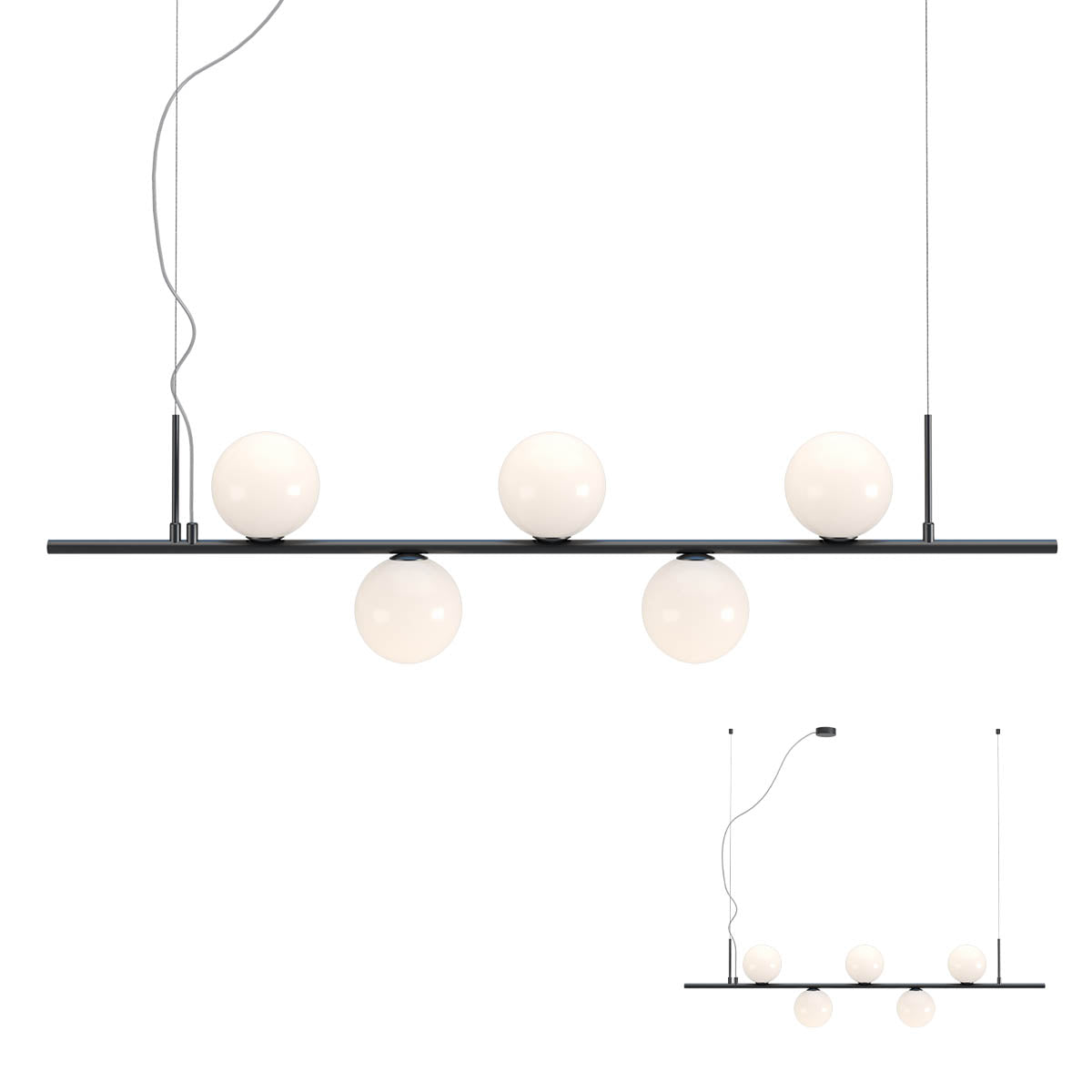 Talis Pendant lamp 5 diffusers Nero Opaco