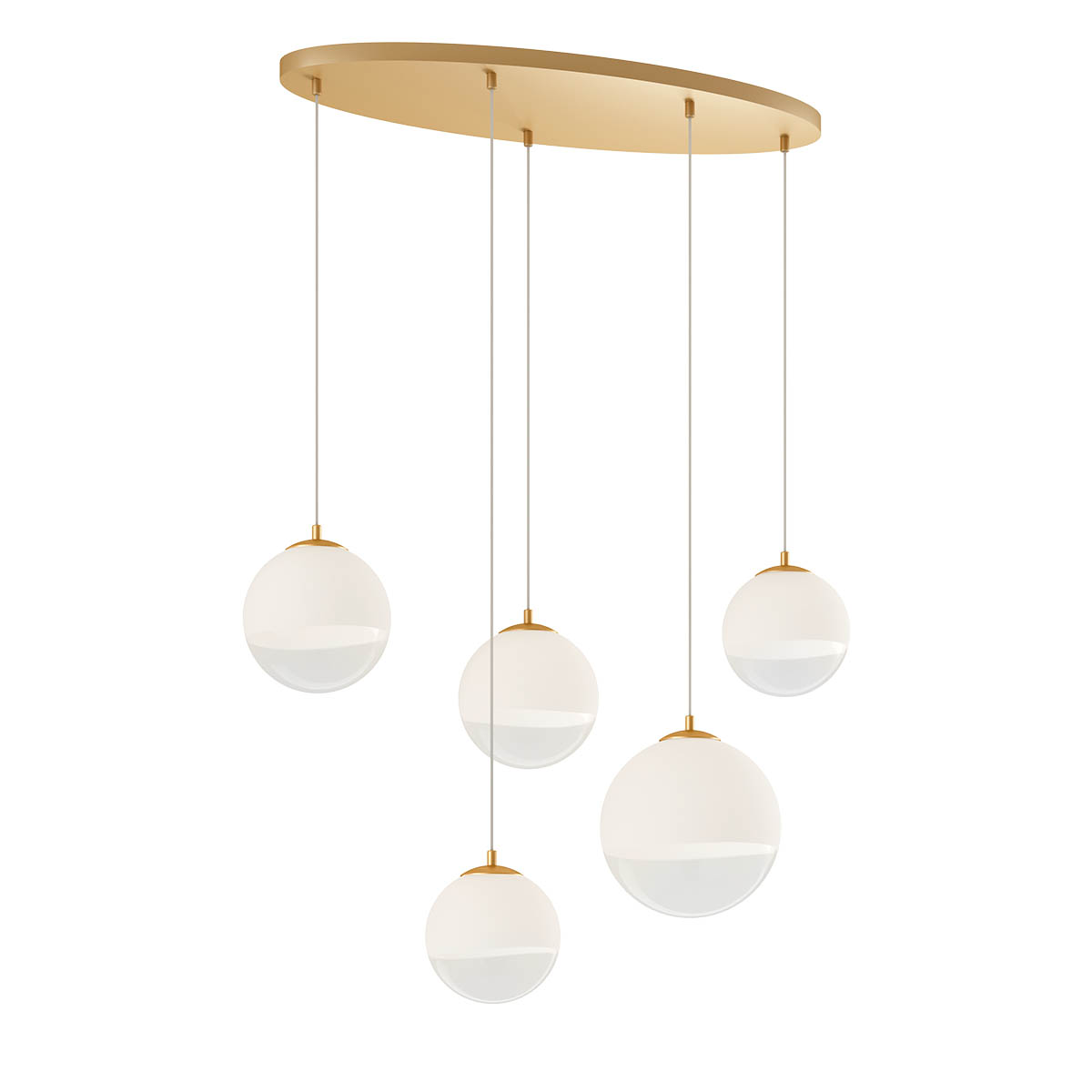 Berry Pendant lamp 5 globes Oro Opaco/Bianco Sfumato