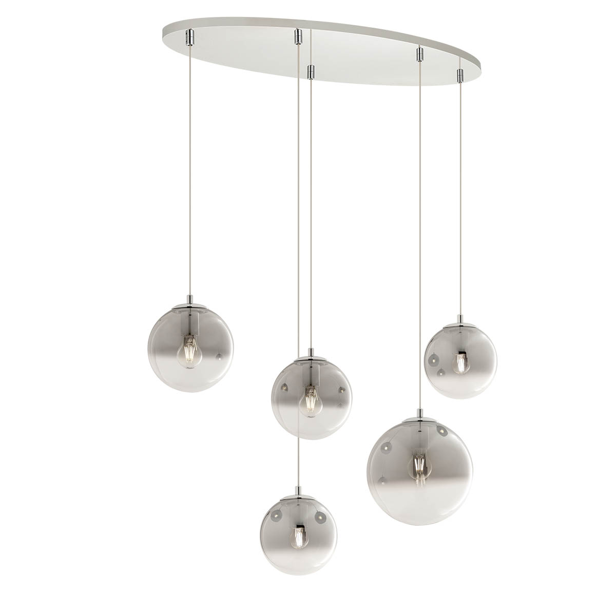 Berry Pendant lamp 5 globes Cromo/Sfumato Fume