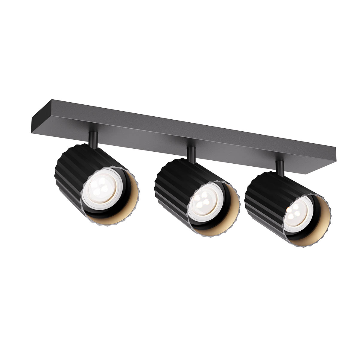 Delphi Ceiling lamp Orientable 3 spots Nero Opaco