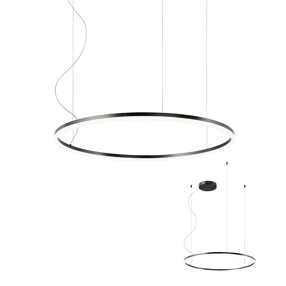 Orbit Pendant lamp Orbit Suspended Single ⌀800 Nero Opaco 4000K Dimmerabile Dali