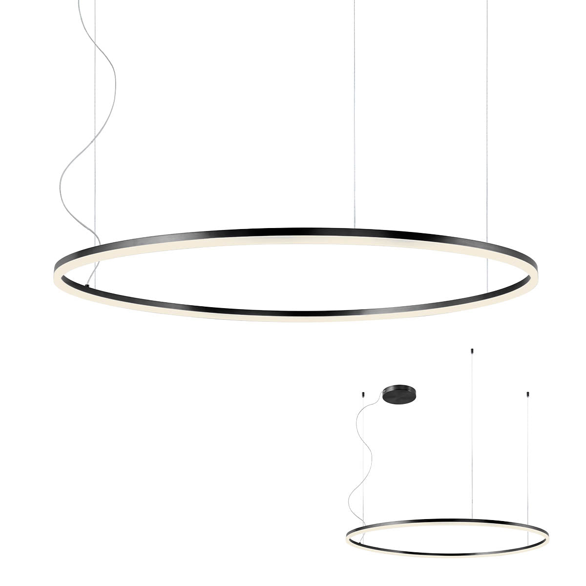 Orbit Pendant lamp Orbit Suspended Single ⌀1200 Nero Opaco 3000K Dimmerabile Triac