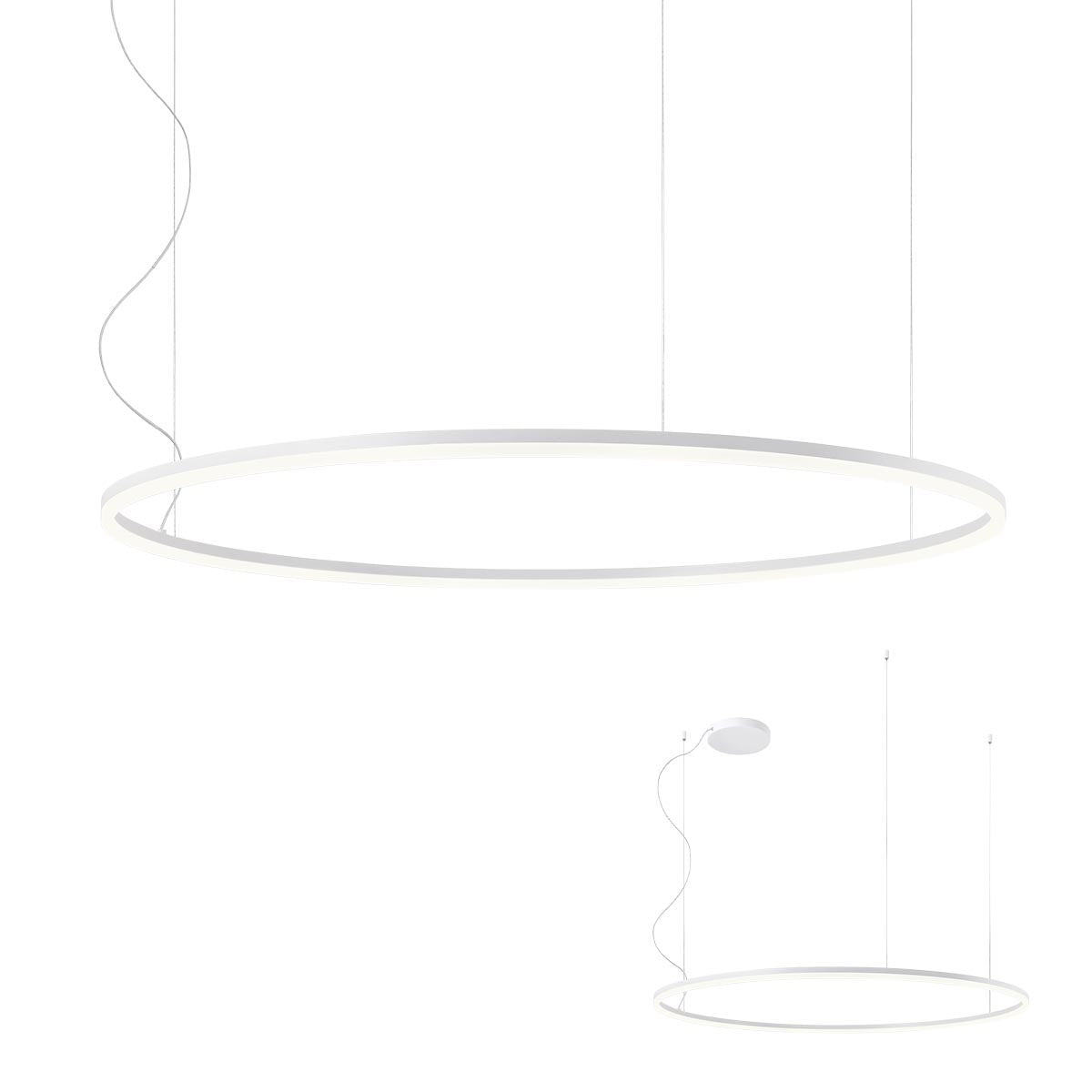 Orbit Pendant lamp Orbit Suspended Single ⌀1200 Bianco Opaco 4000K Dimmerabile Triac