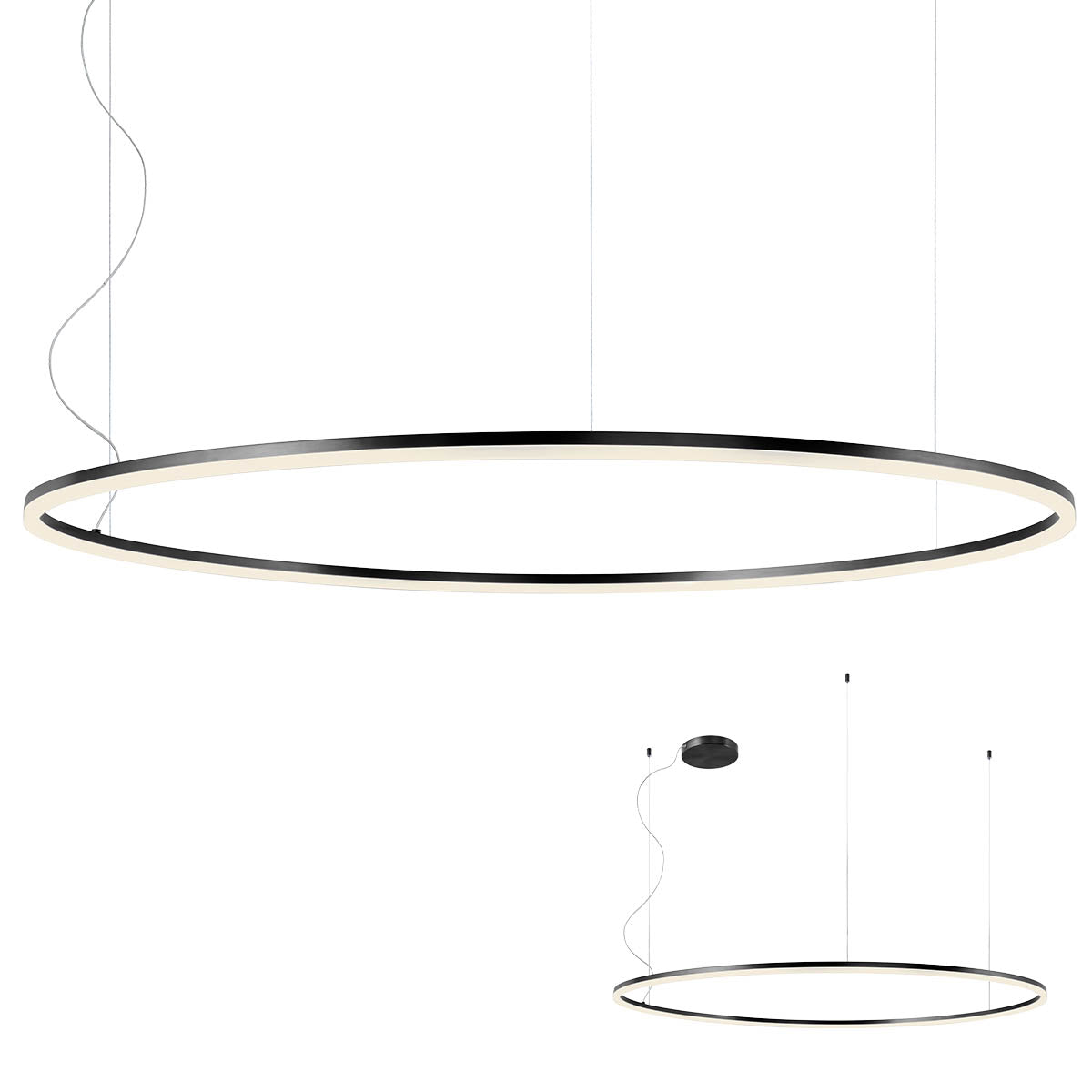 Orbit Pendant lamp Orbit Suspended Single ⌀1500 Nero Opaco 3000K Dimmerabile Dali