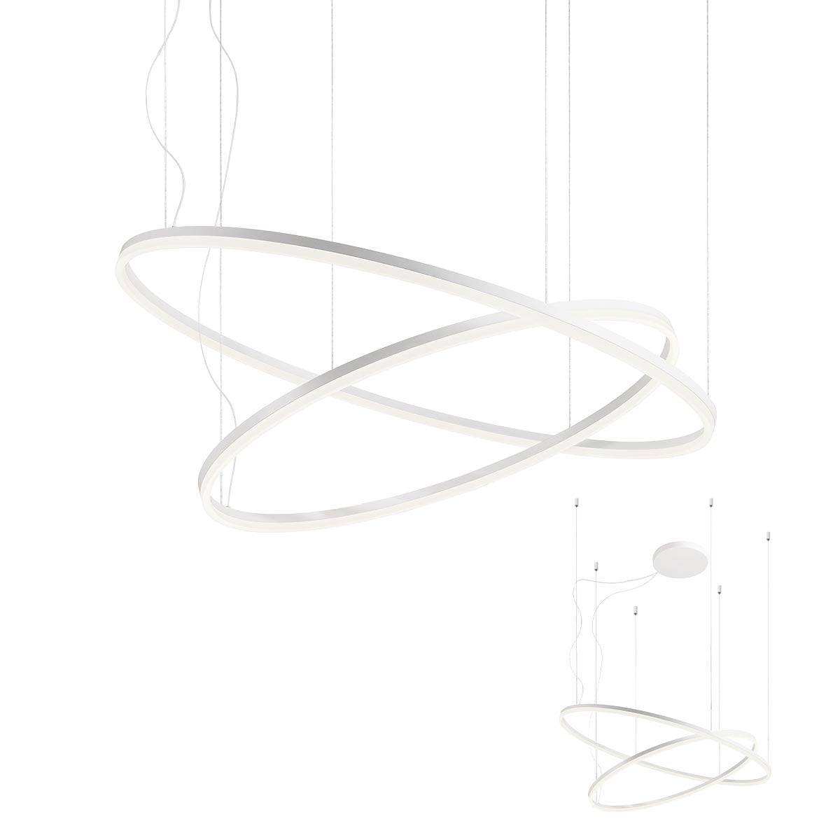 Orbit Pendant lamp Orbit Suspended Double Unaligned Bianco Opaco 4000K Dimmerabile Triac