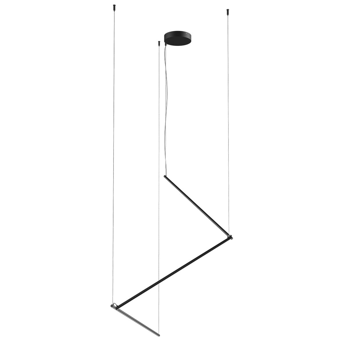 Stick Pendant lamp 3 Segments Nero Opaco 3000K