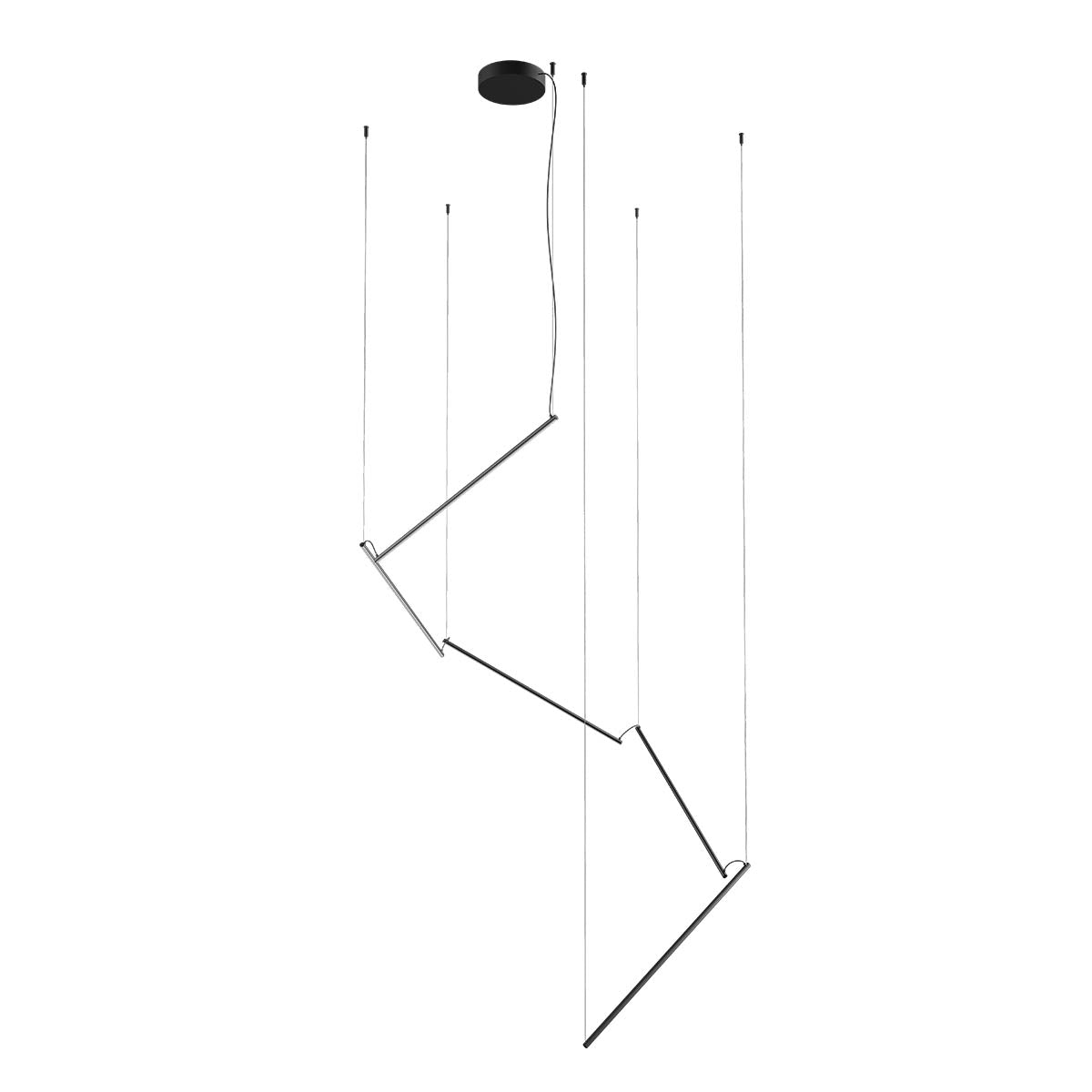 Stick Pendant lamp 5 Segments Nero Opaco 3000K