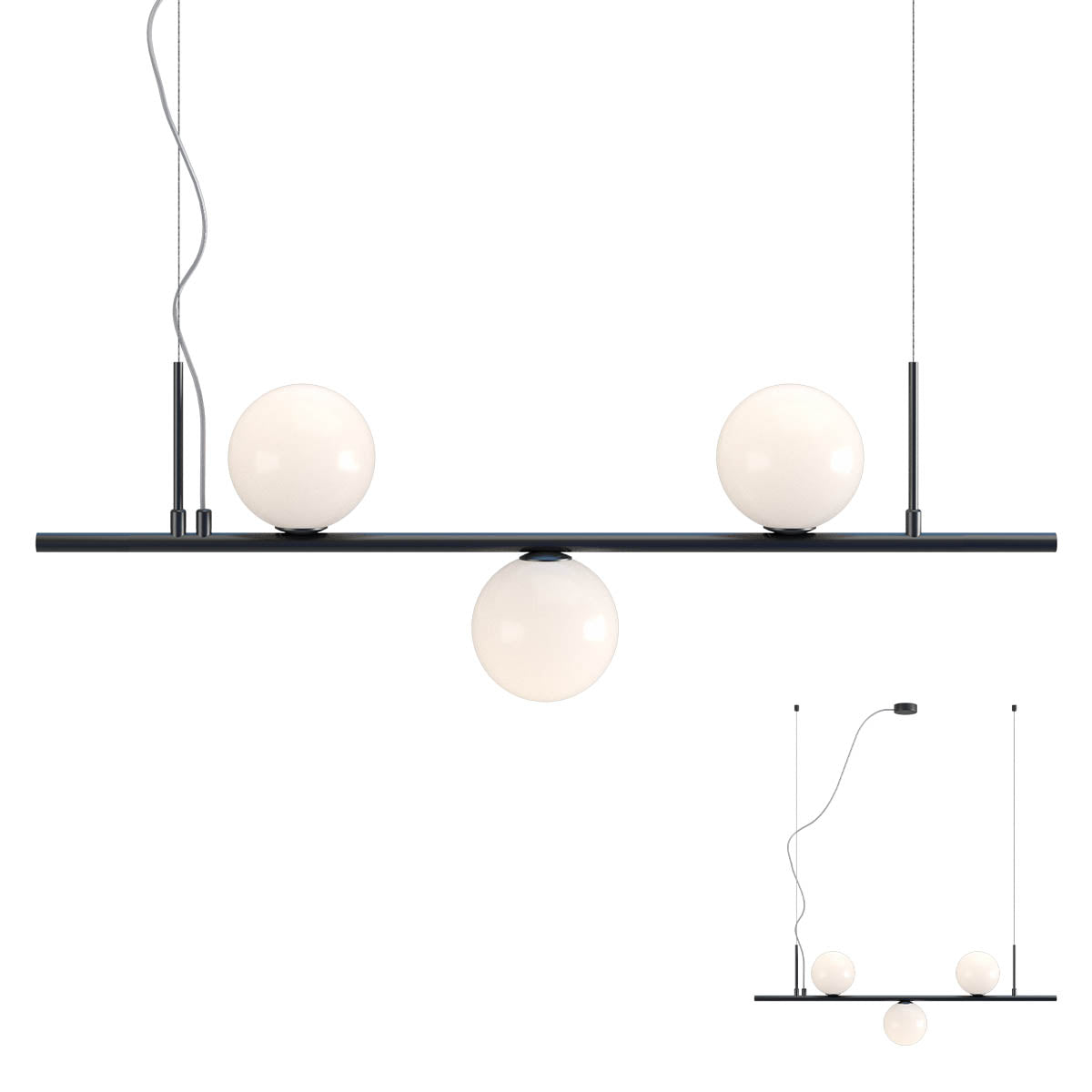 Talis Pendant lamp 3 diffusers Nero Opaco