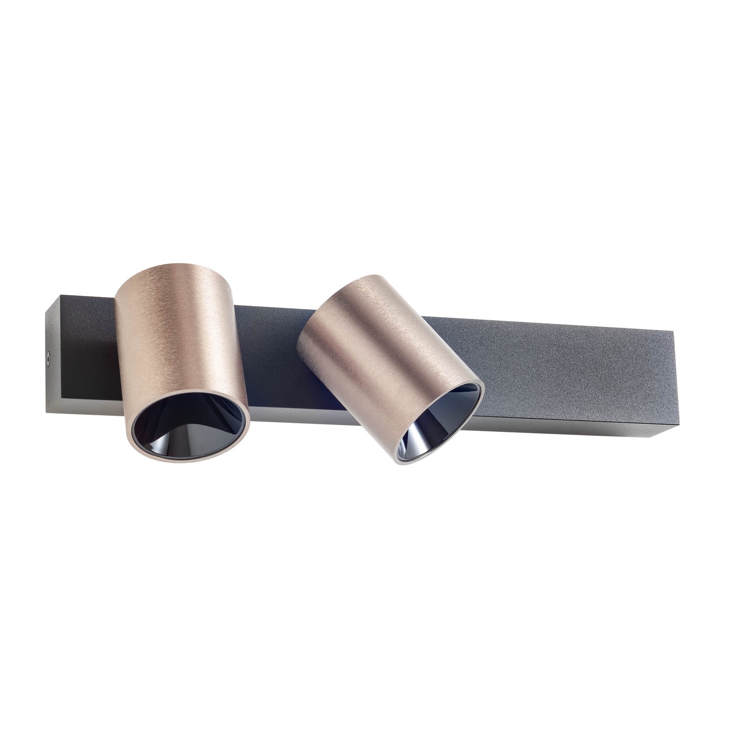 Takto Ceiling lamp 2 spots on canopy Nero Opaco/Silver Coffee 3000K