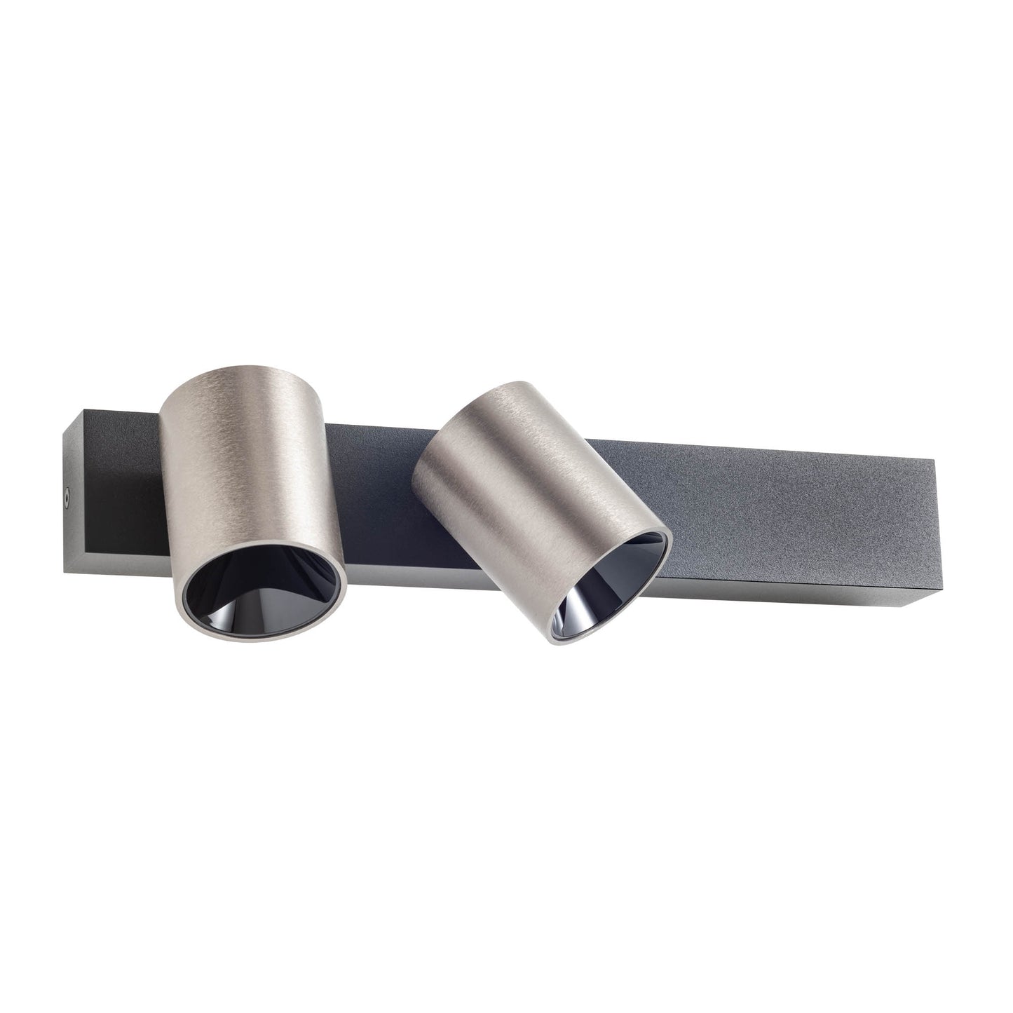 Takto Ceiling lamp 2 spots on canopy Nero Opaco/Foggy Nickel 2700K