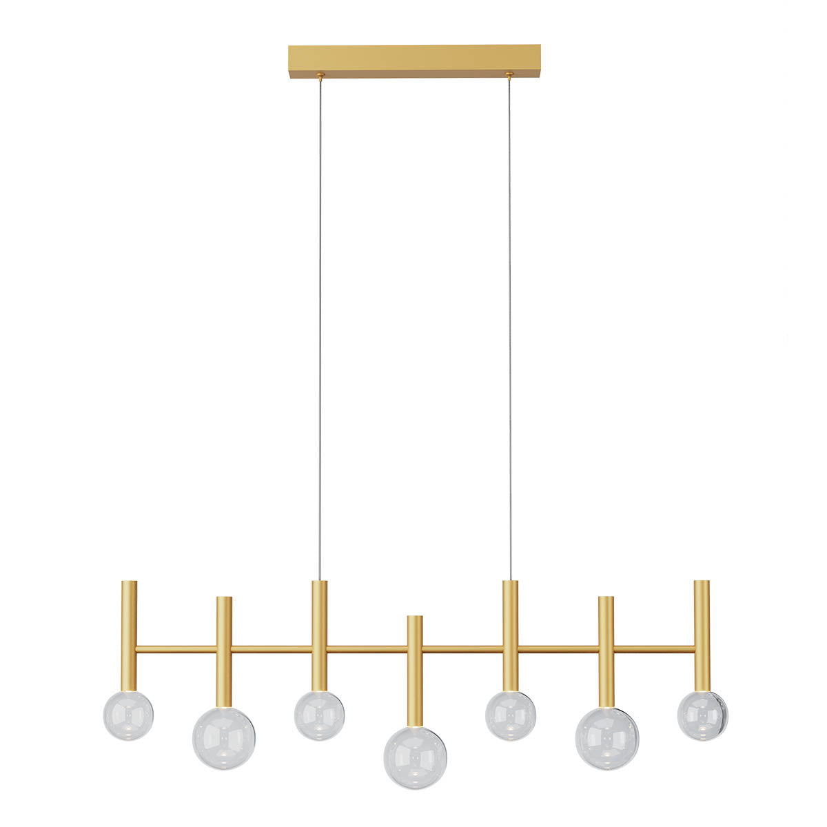 Bolla Pendant lamp 7 Lights Linear Matt Gold