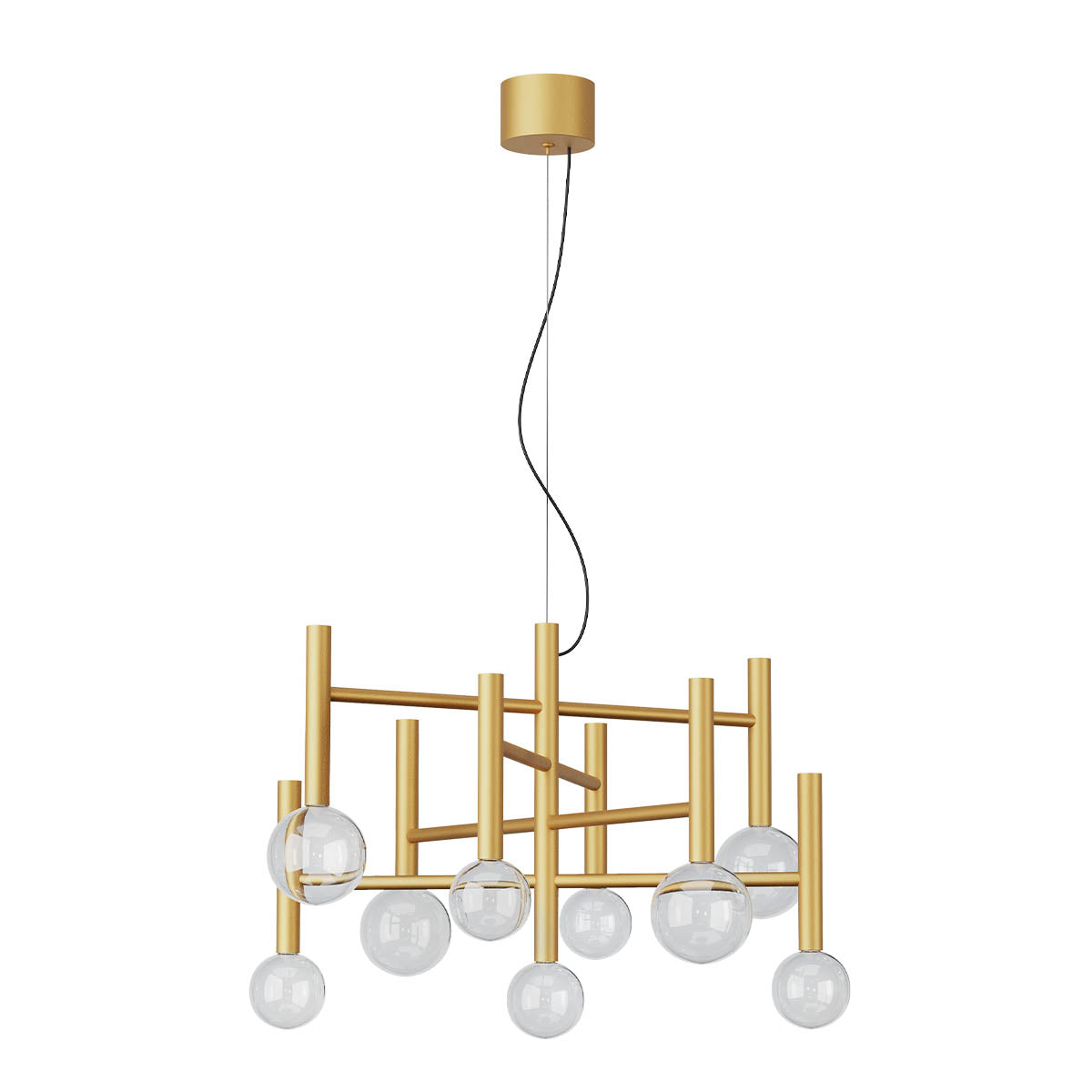 Bolla Pendant lamp 9 Lights 3 Planes Matt Gold