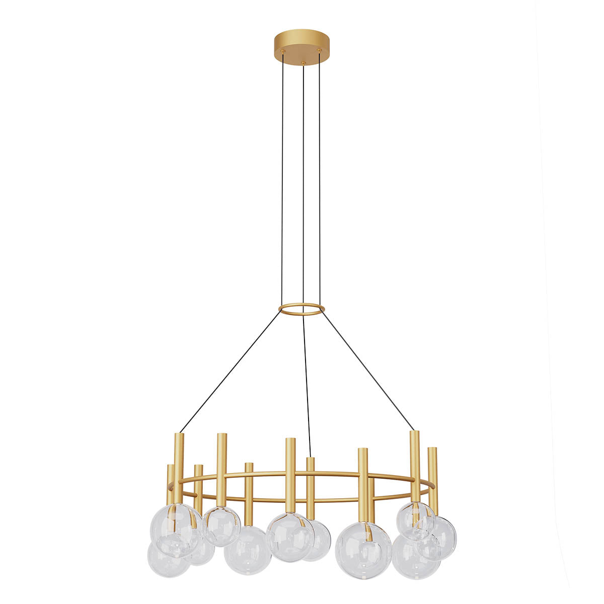 Bolla Pendant lamp 12 Lights Circle Matt Gold