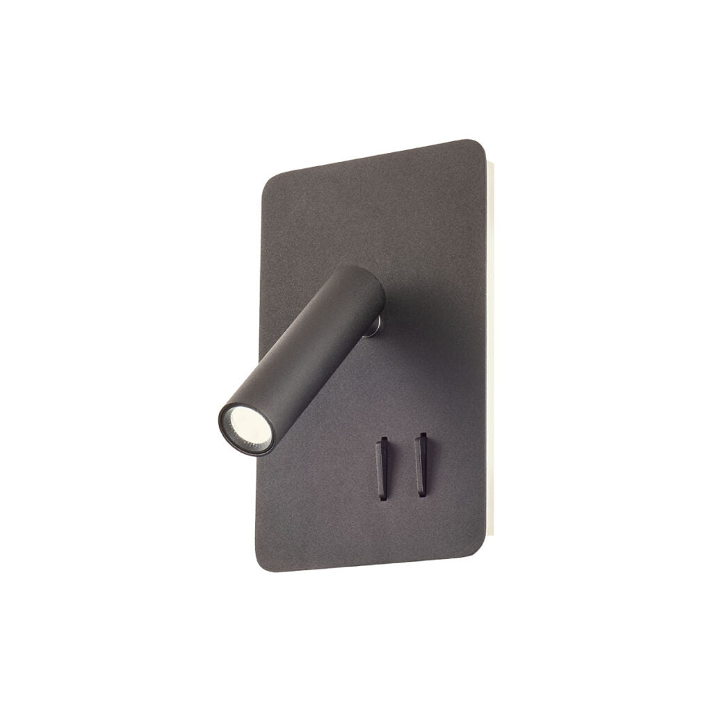 Quda Wall lamp Rectangular base Sand Black 3000K