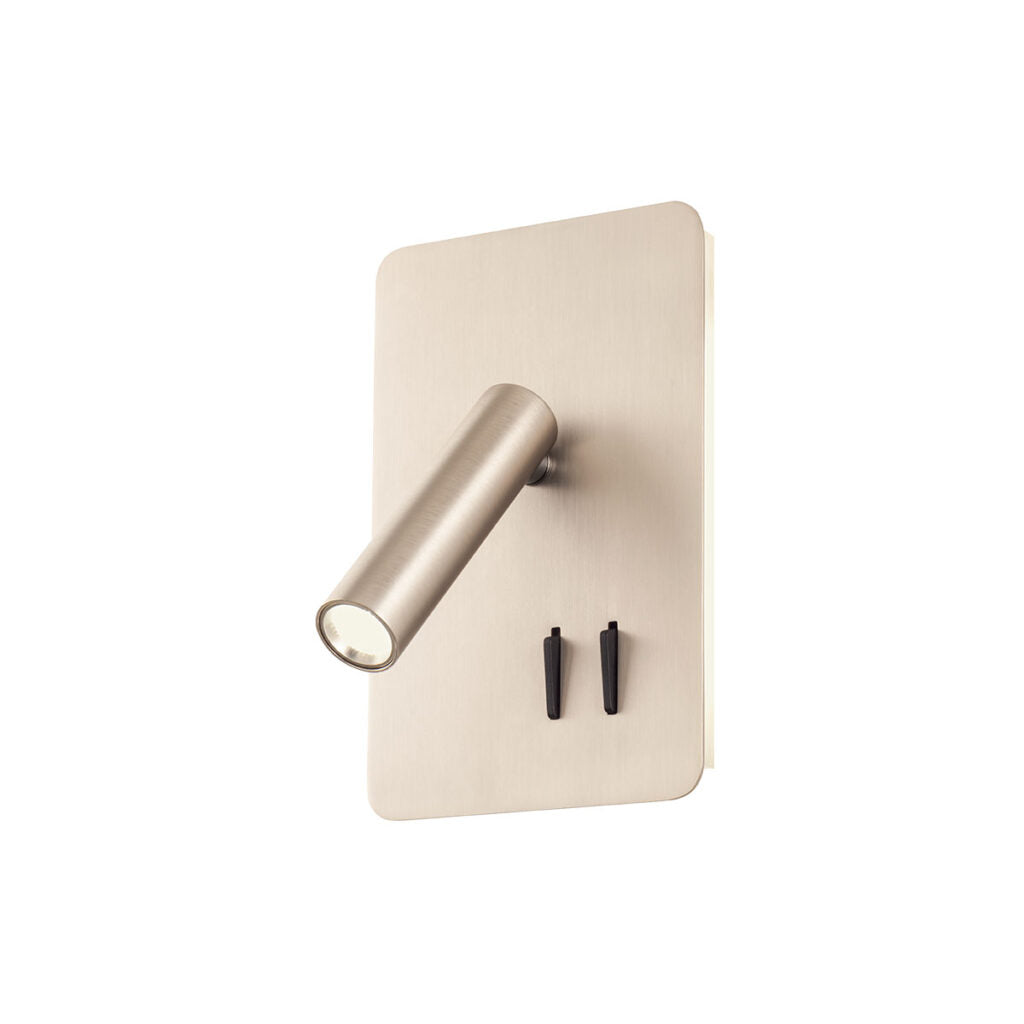 Quda Wall lamp Rectangular base Satin Nickel 3000K