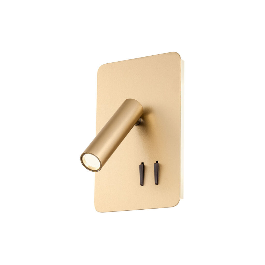 Quda Wall lamp Rectangular base Matt Gold 3000K