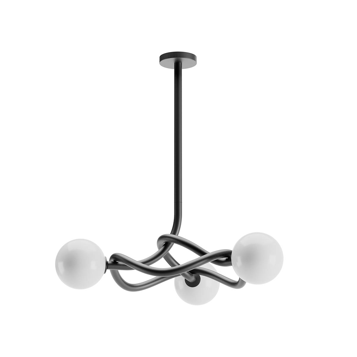 Confusio Pendant lamp 3 diffusers Nero Opaco