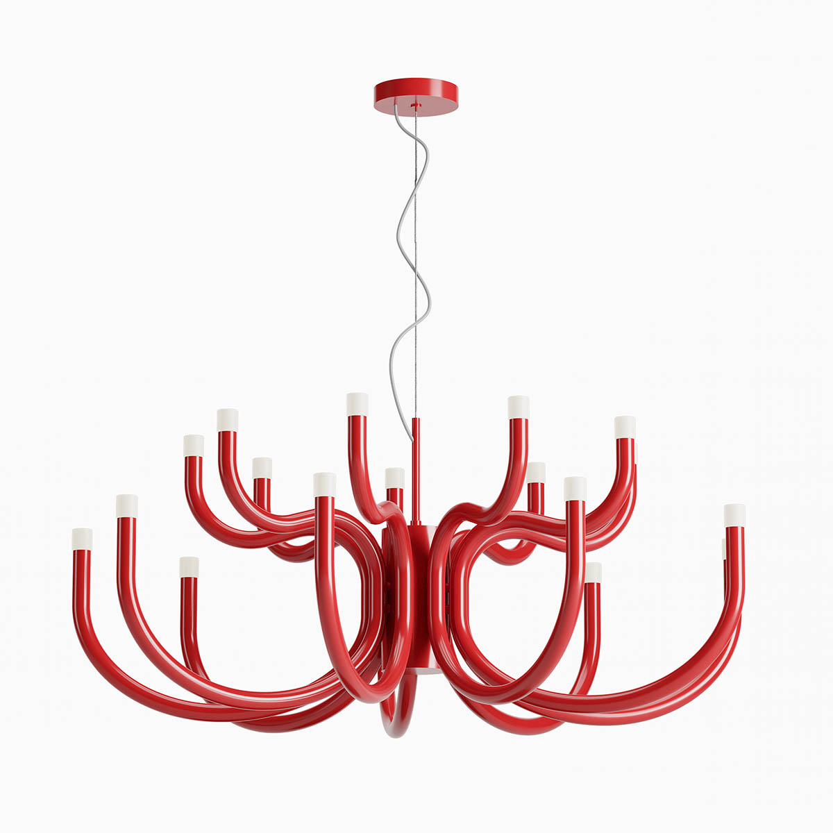 Luxor Pendant lamp 9 arms Rosso Lucido 3000K