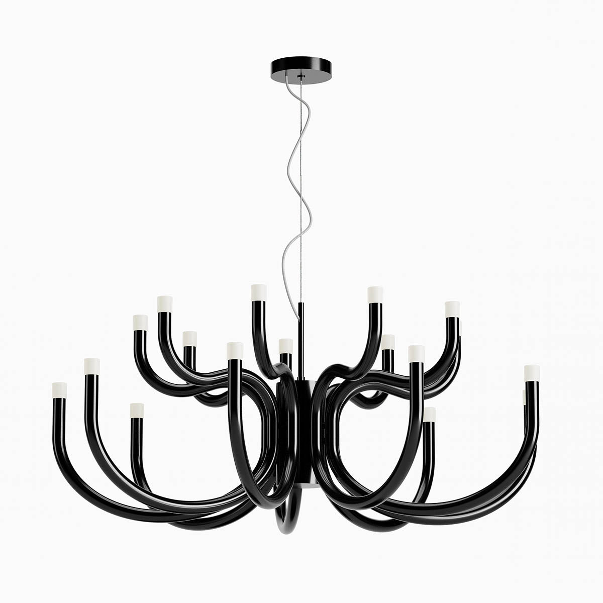 Luxor Pendant lamp 9 arms Nero Lucido 3000K