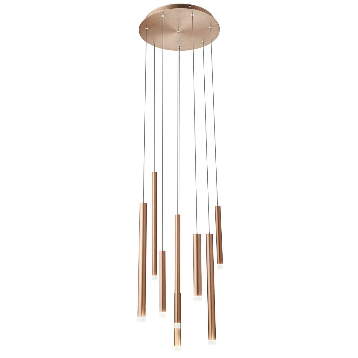 Madison Pendant lamp 8 tubes round canopy Rame Anodizzato 3000K