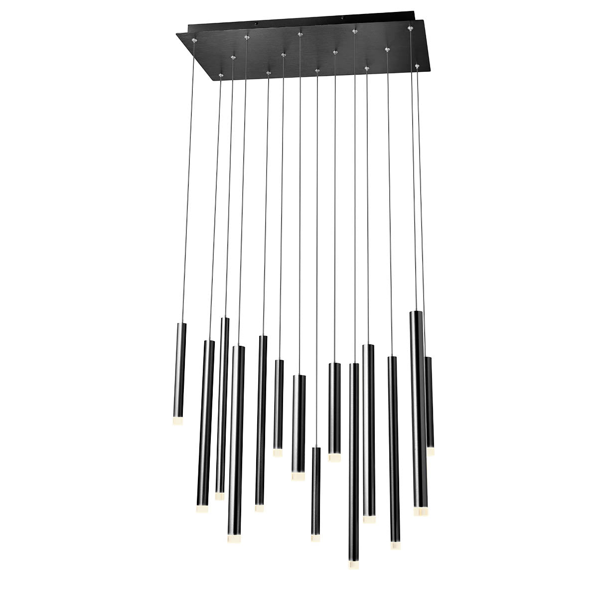 Madison Pendant lamp 14 tubes square canopy Nero Anodizzato 3000K