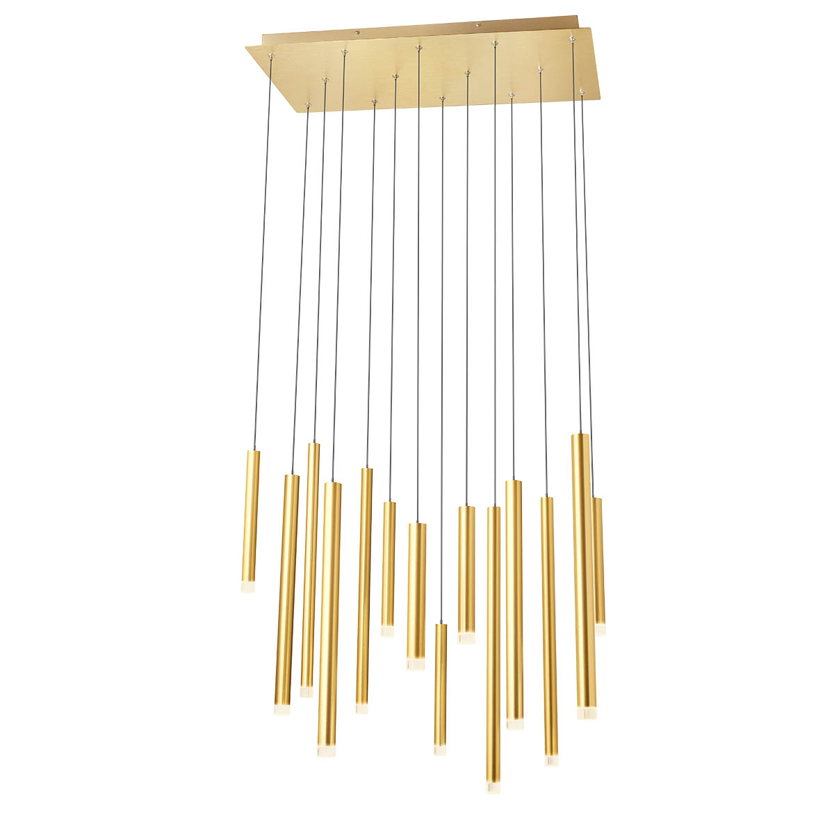 Madison Pendant lamp 14 tubes square canopy Oro Anodizzato 3000K
