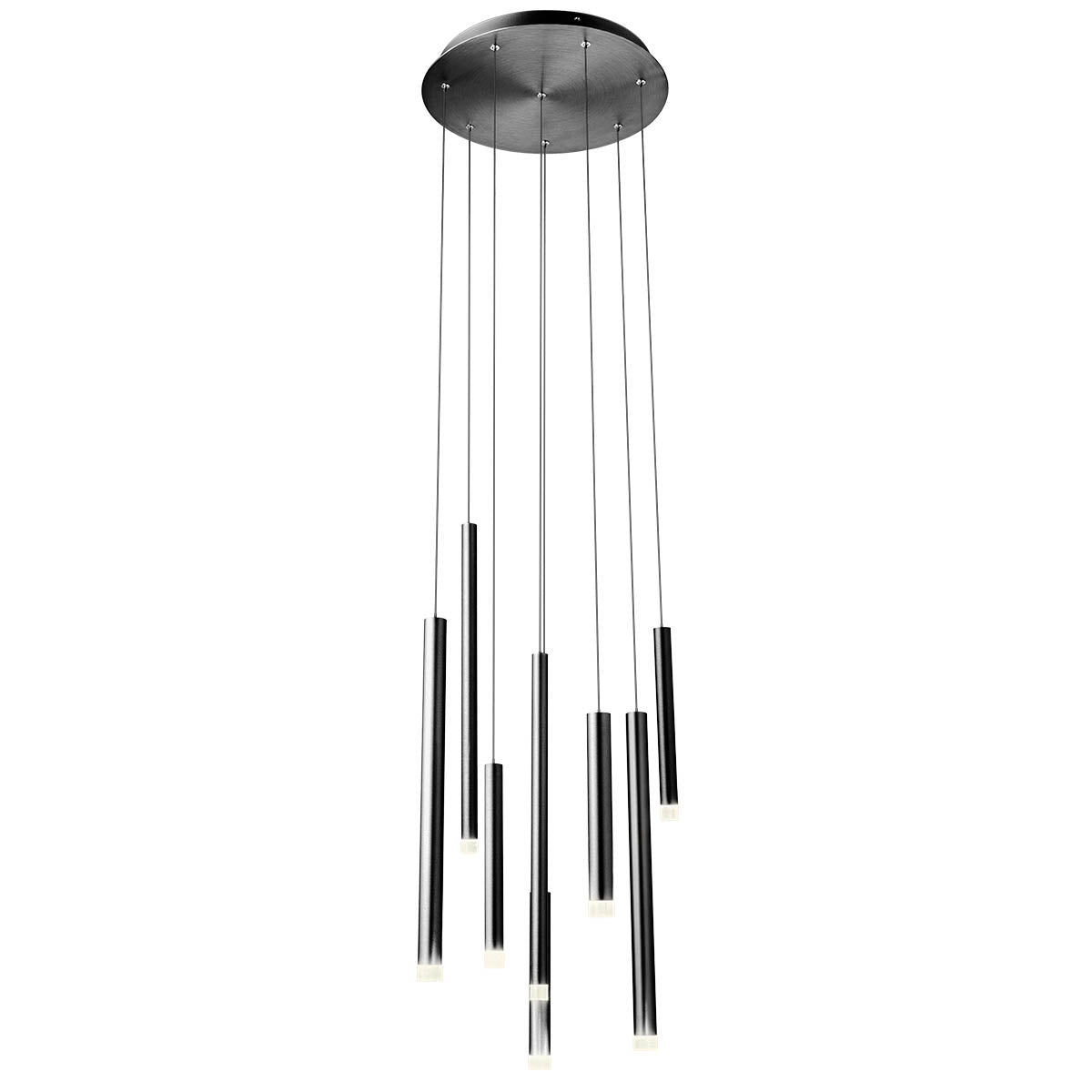 Madison Pendant lamp 8 tubes round canopy Nero Anodizzato 3000K