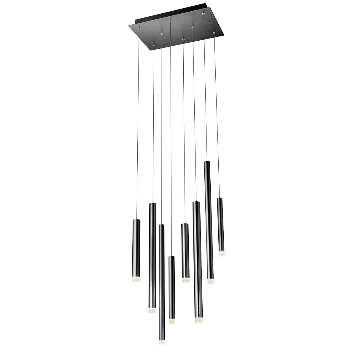 Madison Pendant lamp 8 tubes square canopy Nero Anodizzato 3000K