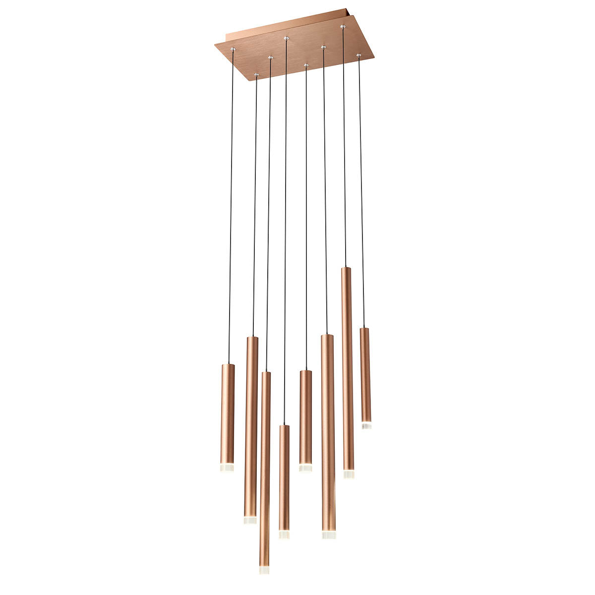Madison Pendant lamp 8 tubes square canopy Rame Anodizzato 3000K