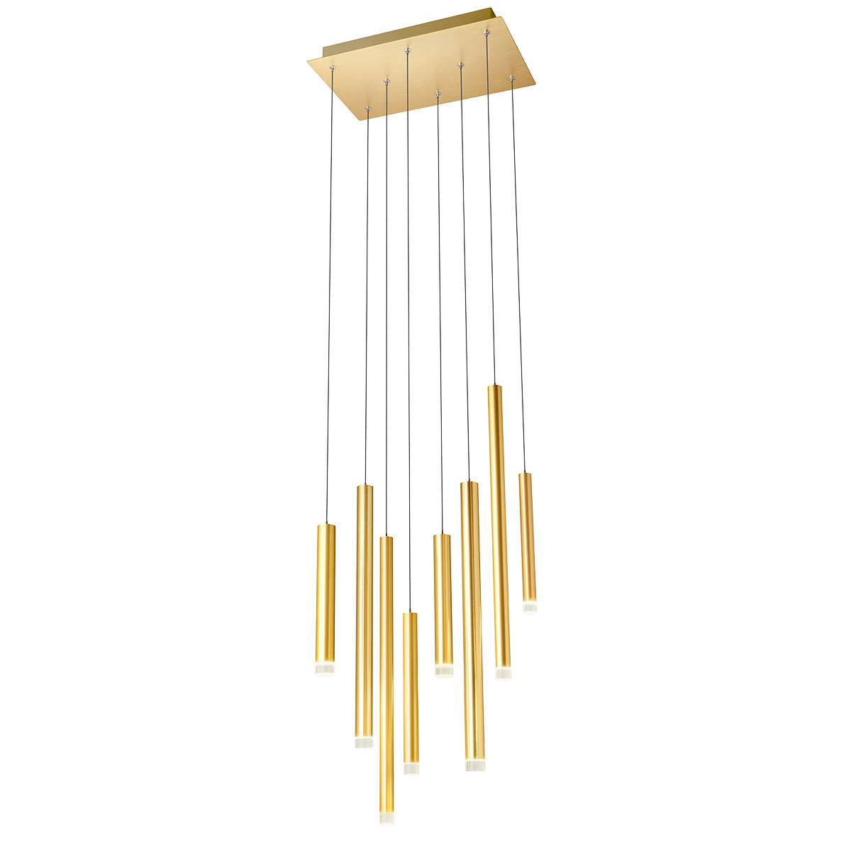 Madison Pendant lamp 8 tubes square canopy Oro Anodizzato 3000K