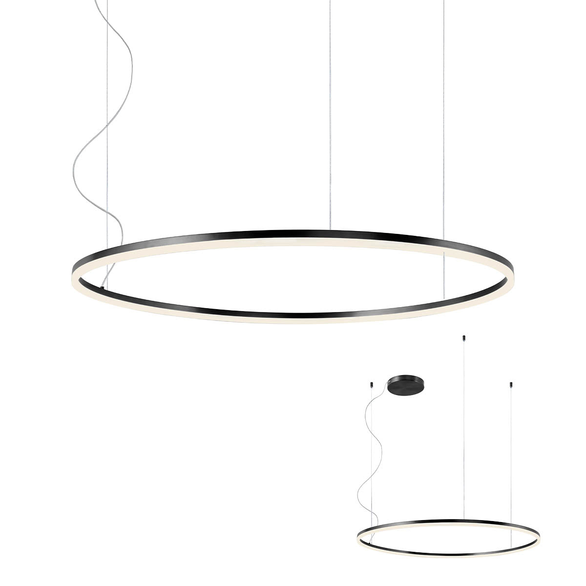Orbit Pendant lamp Orbit Suspended Single ⌀1000 Nero Opaco 3000K Dimmerabile Dali