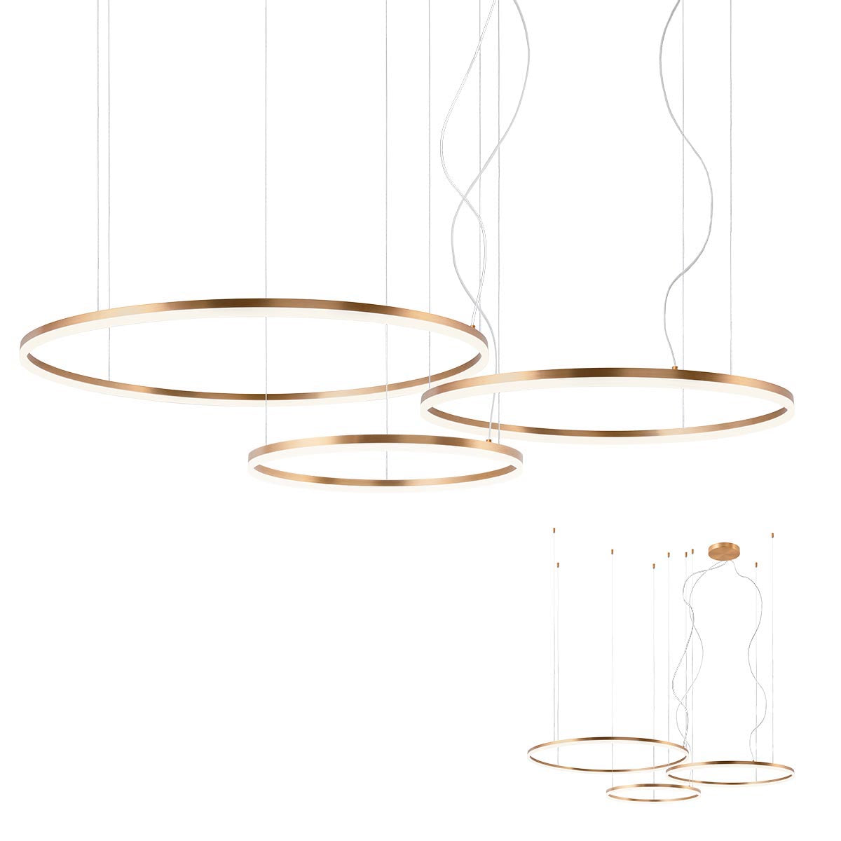 Orbit Pendant lamp Orbit Suspended Triple Unaligned Bronzo 3000K Dimmerabile Dali