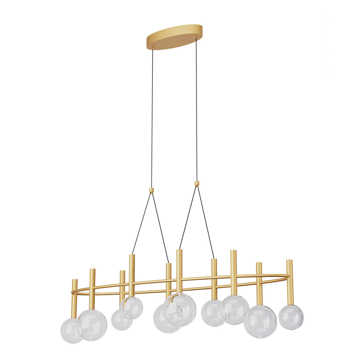 Bolla Pendant lamp 10 Lights Oval Matt Gold